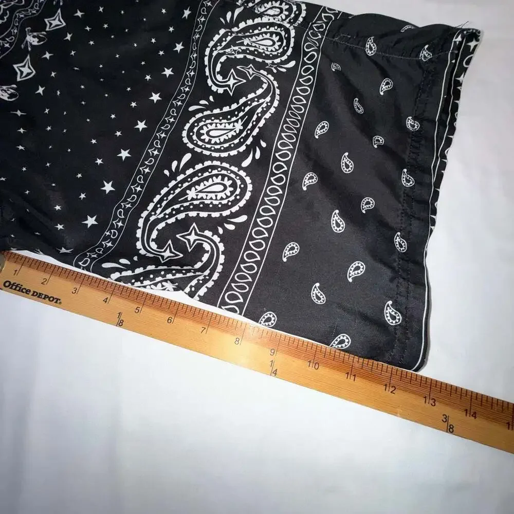 Ecko Unltd Black Bandana Paisley Print Men's Board Shorts size 34W